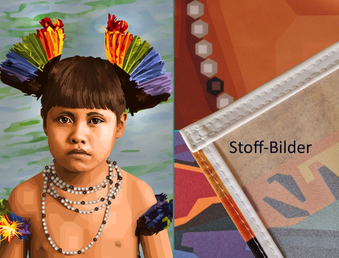 Xingu-Indianer Indian Stoffbild 